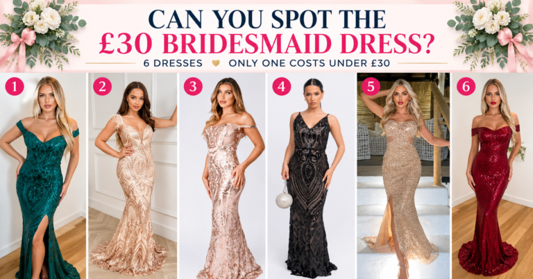 Six bridesmaid dresses in a £30 bridesmaid dress challenge